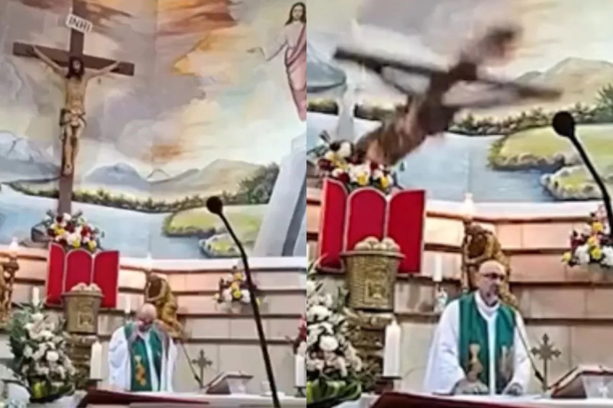 Falece padre após queda de cruz durante missa ao vivo no Equador