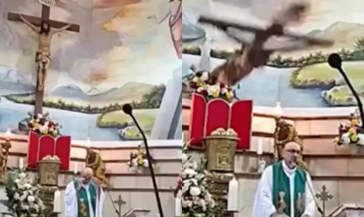 Falece padre após queda de cruz durante missa ao vivo no Equador